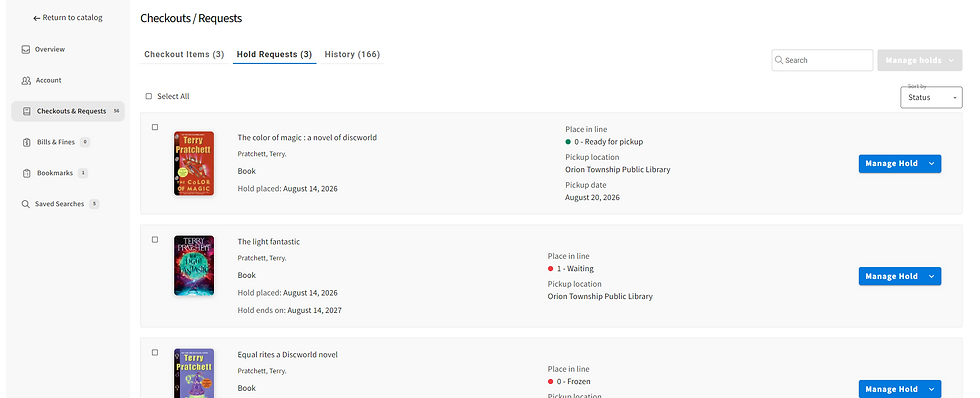 Screenshot of the Discover Hold Requests page.