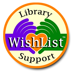 Library Wishlist Support Logo with two hands forming a heart