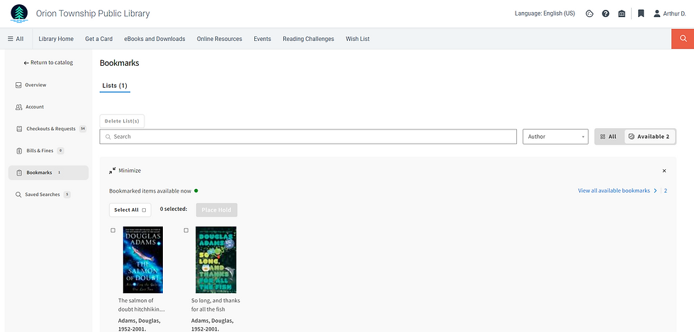 Screenshot of the Discover Bookmarks page.