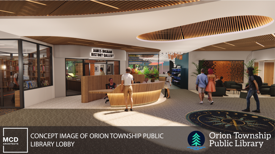Lobby featuring Welcome Desk, Youth Entrance, and lounge seating.