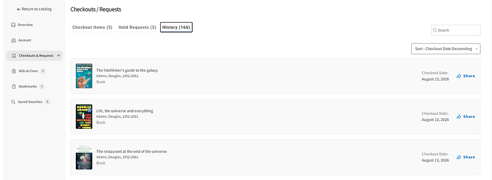 Screenshot of the Discover Reading History page.
