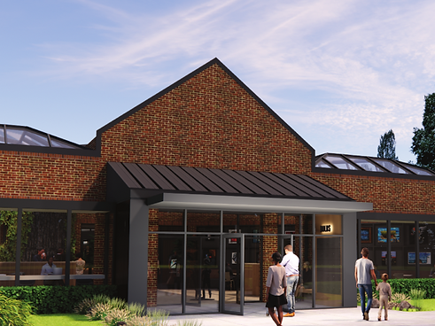 Rendering of newly designed library entrance.