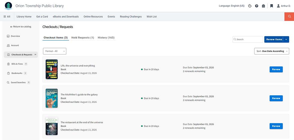 Screenshot of the Discover Checked Out Items page.