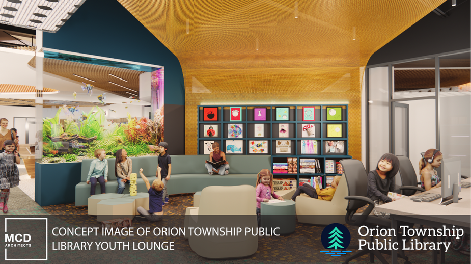 Youth lounge area with seating, and New Youth Collection.